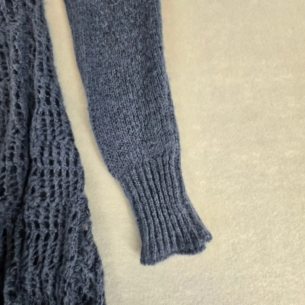 Simply Noelle Blue Fisherman's Open Knit Pull-Over Long Sleeve Sweater S/M 8-10